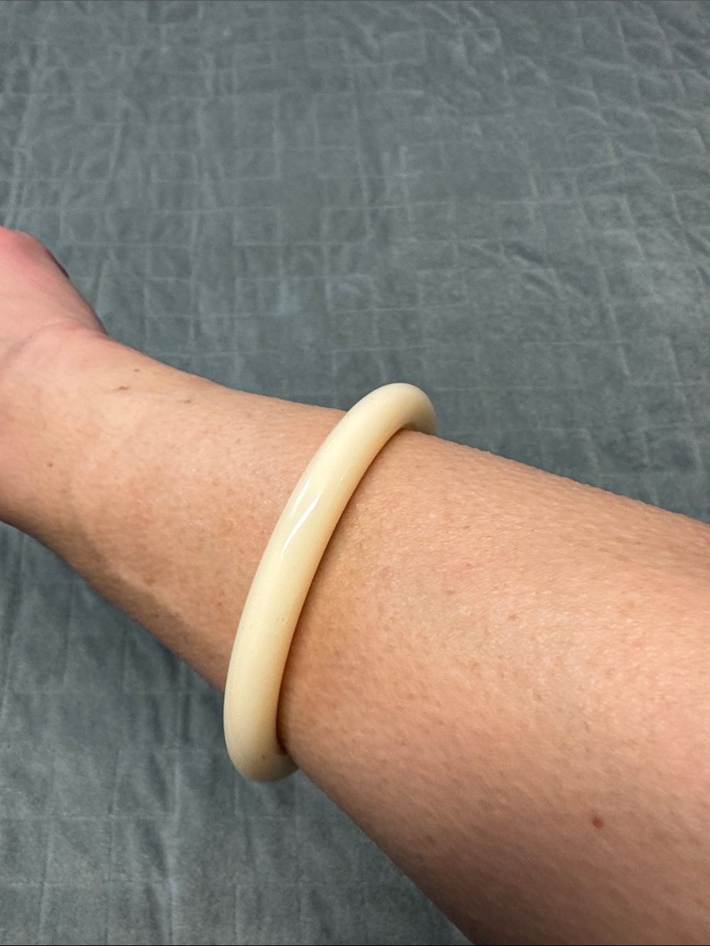 Vintage Plastic Bangle Bracelet, Cream, Off White, Retro, Boho